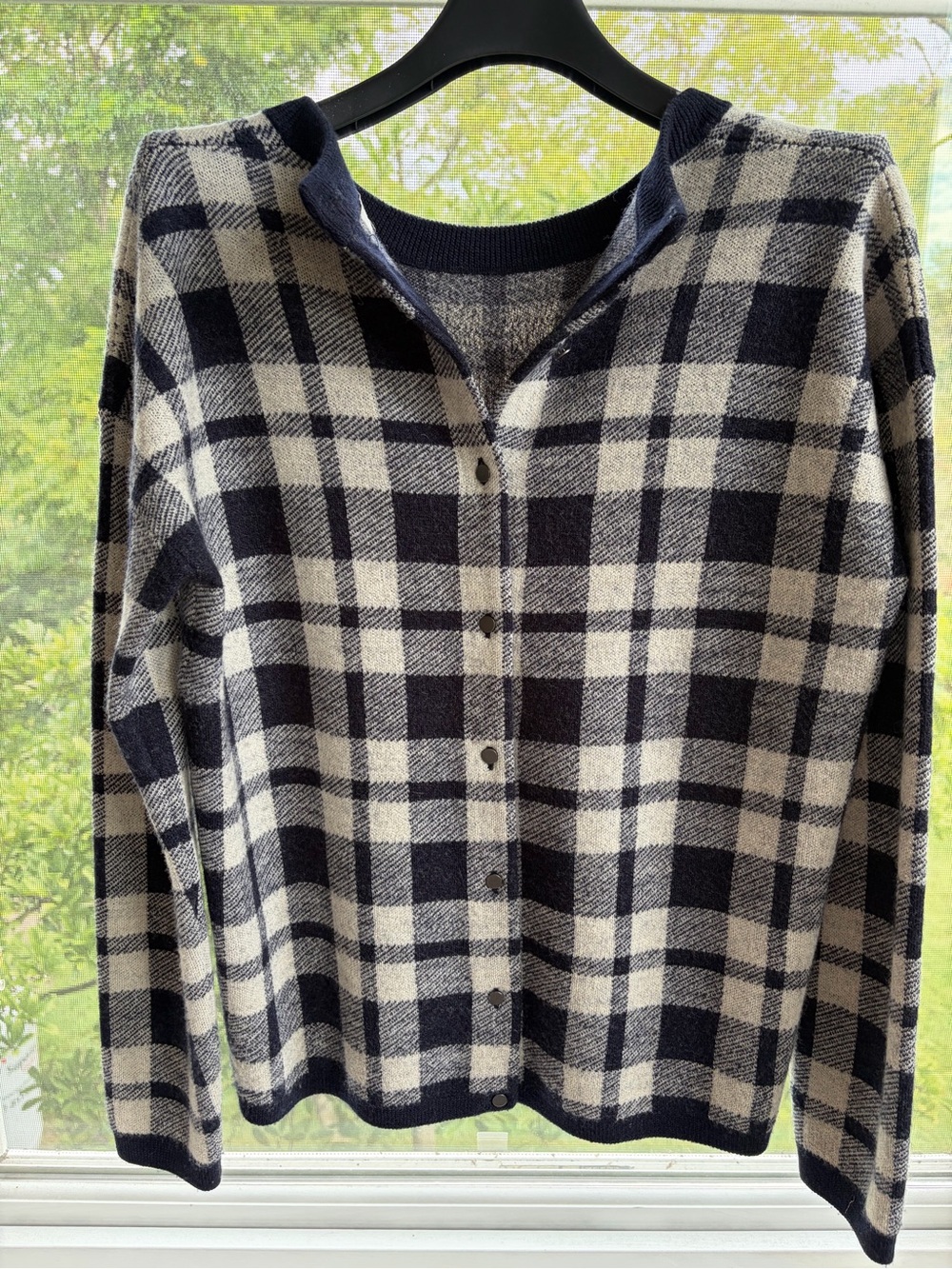 Madewell Cardigan converts to Button Back Sweater Navy/ Cream size XS